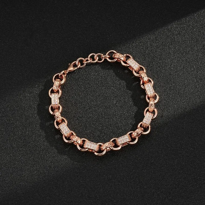 10mm Rose Gold Filled Gypsy Link Belcher Bracelet 8 Inches