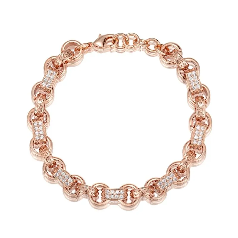 10mm Rose Gold Filled Gypsy Link Belcher Bracelet 8 Inches