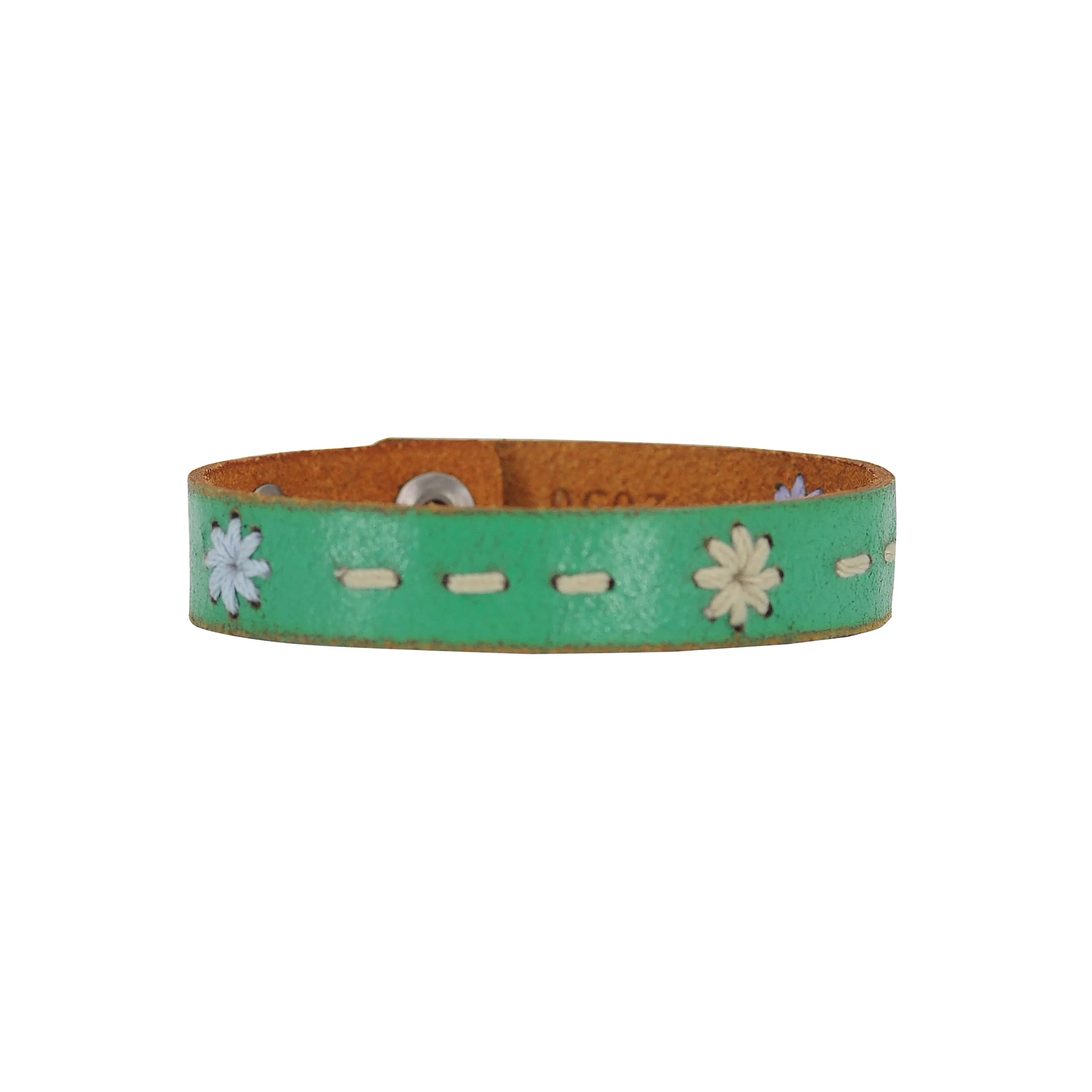 2050 - Floral Stitched Leather Bracelet