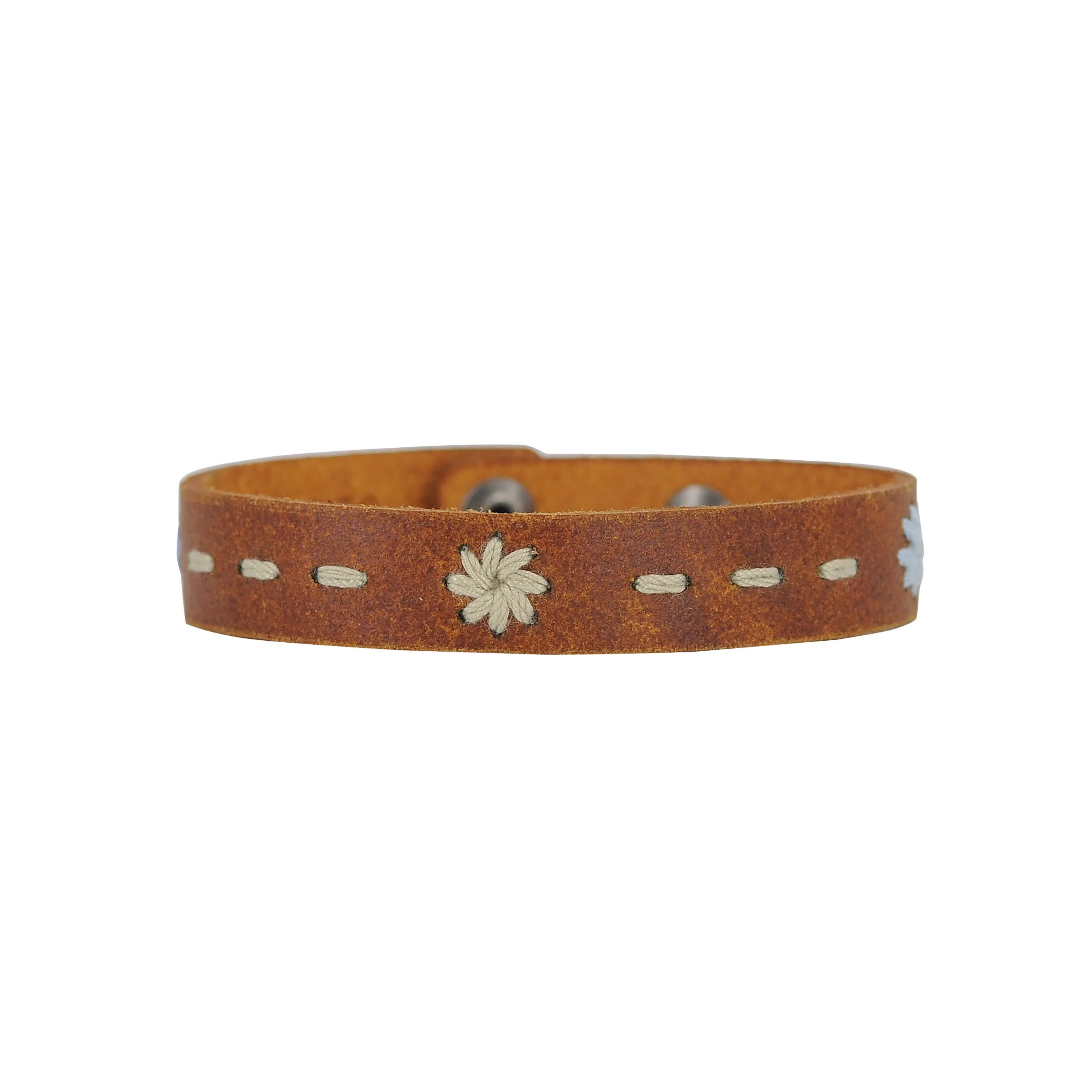 2050 - Floral Stitched Leather Bracelet