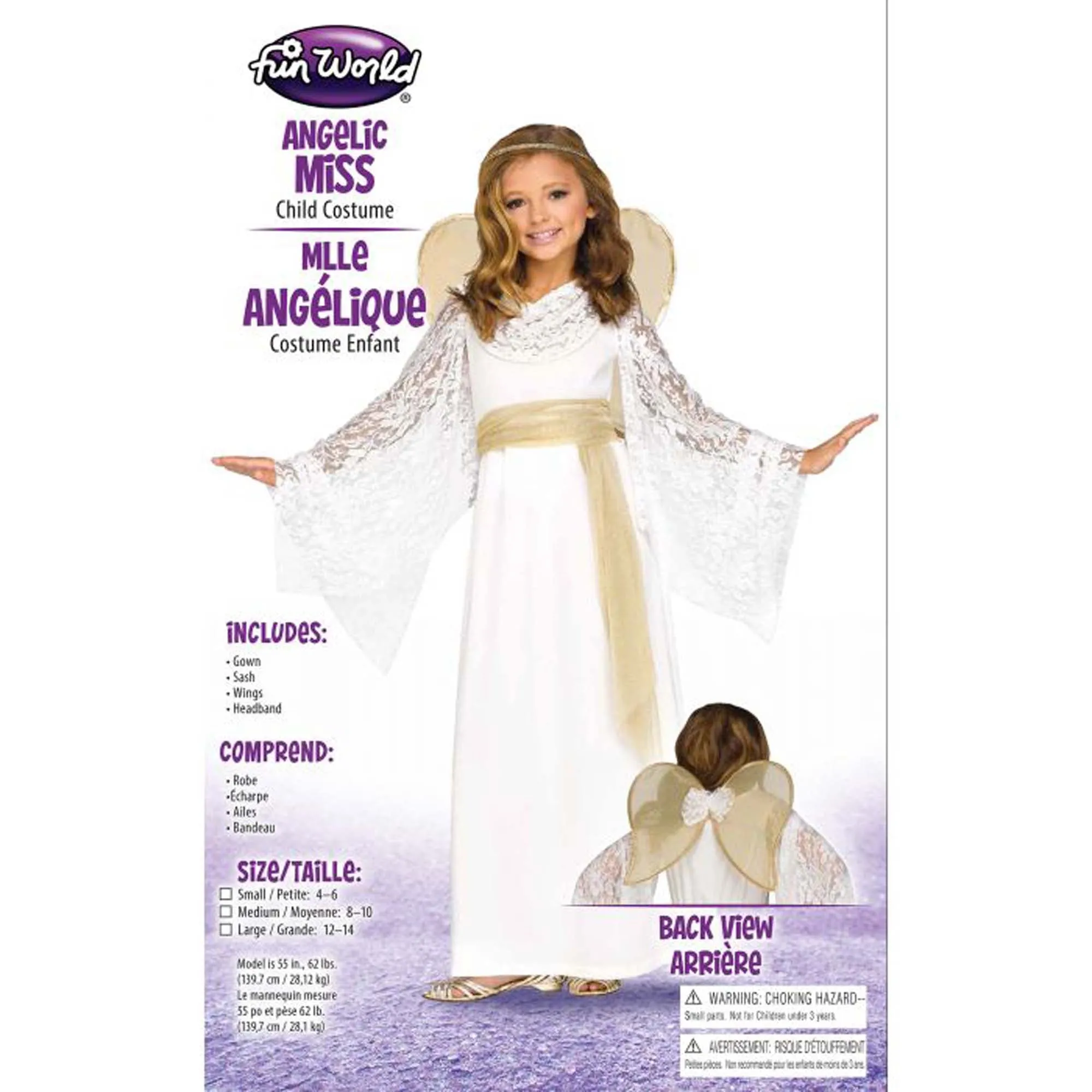 Angelic Miss Costume for Kids, White Dress
