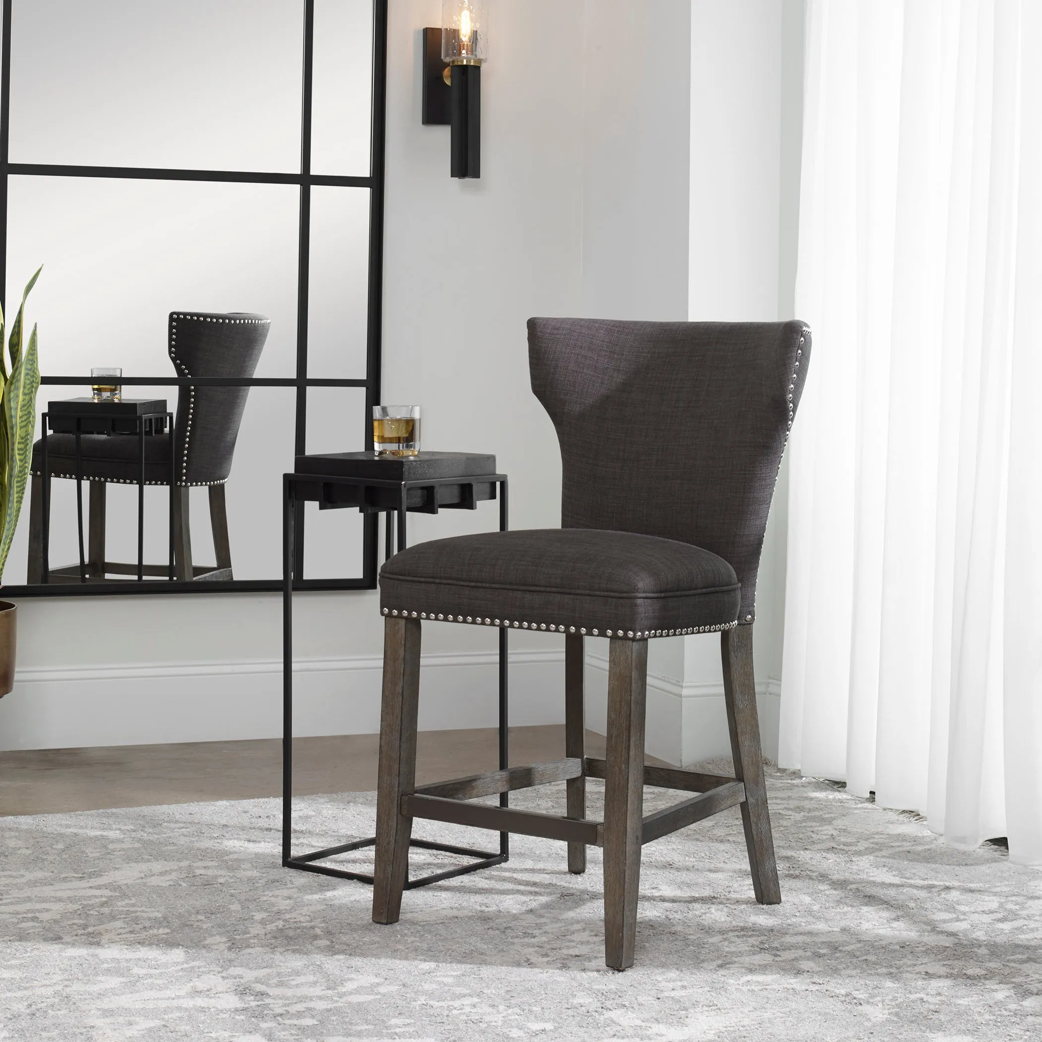 ARNAUD CHARCOAL COUNTER STOOL
