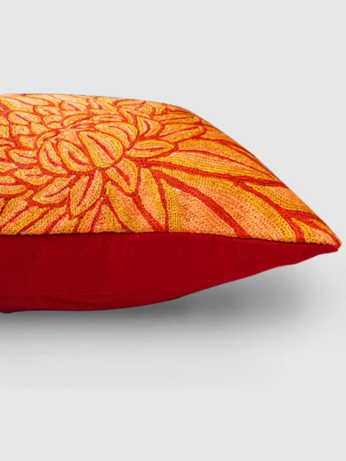 Aster Chainstitch Embroidered Cushion Cover