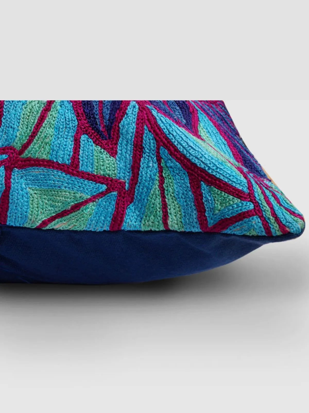 Aster Chainstitch Embroidered Cushion Cover