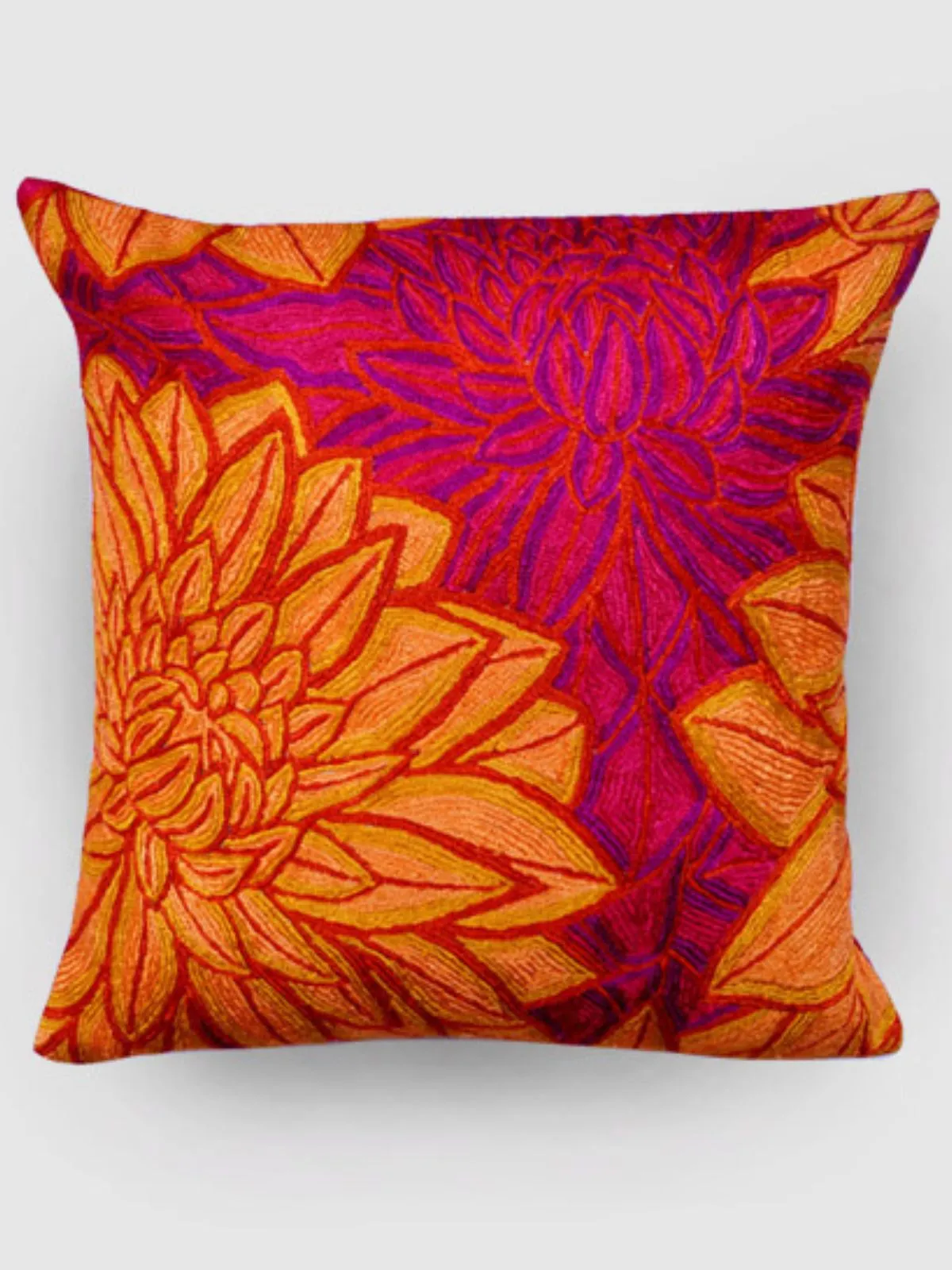 Aster Chainstitch Embroidered Cushion Cover