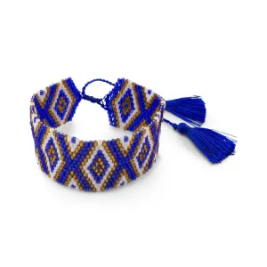 Azure Blue, White & Gold Java Bracelet