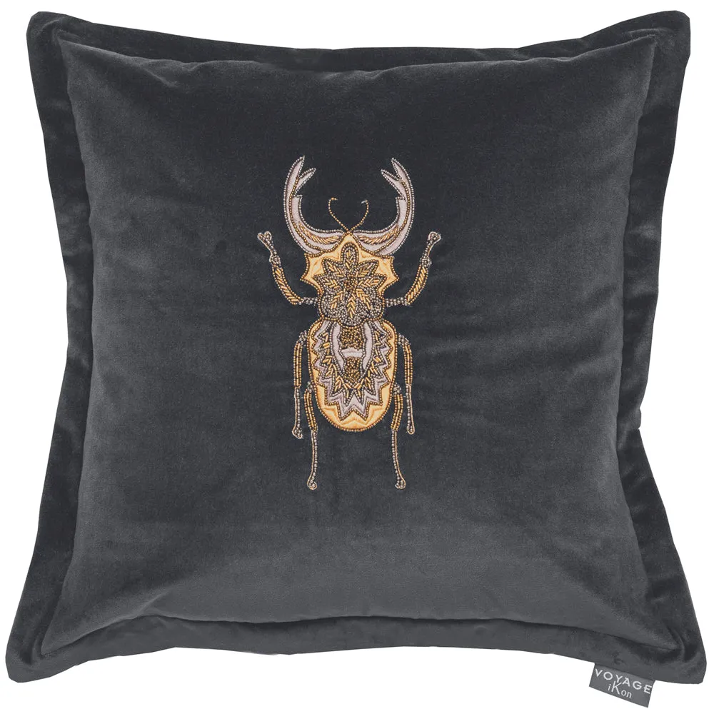 Bellatrix Embroidered Feather Cushion Slate