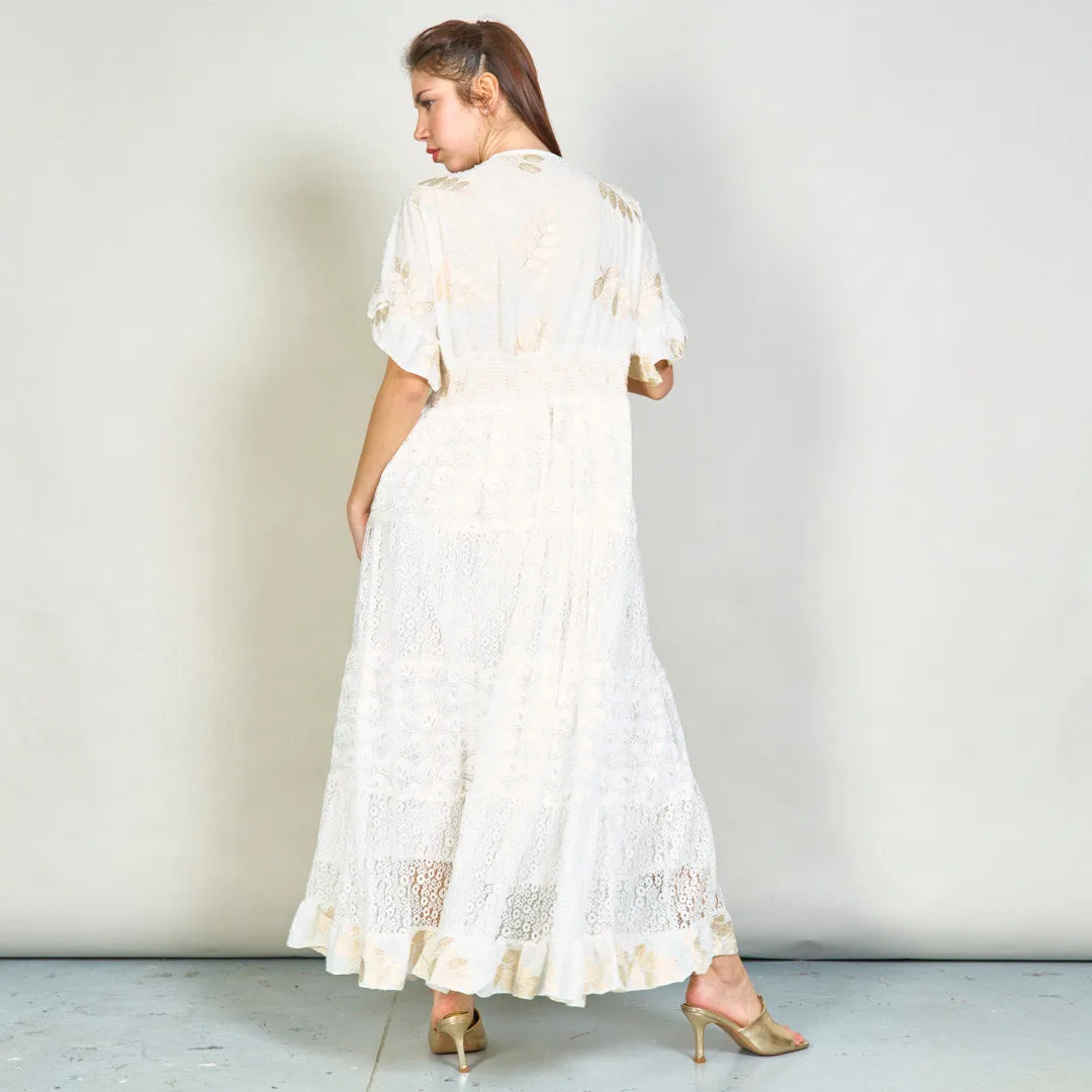 Boho embroidered oversize maxi dress with tassels wholesale