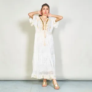 Boho embroidered oversize maxi dress with tassels wholesale