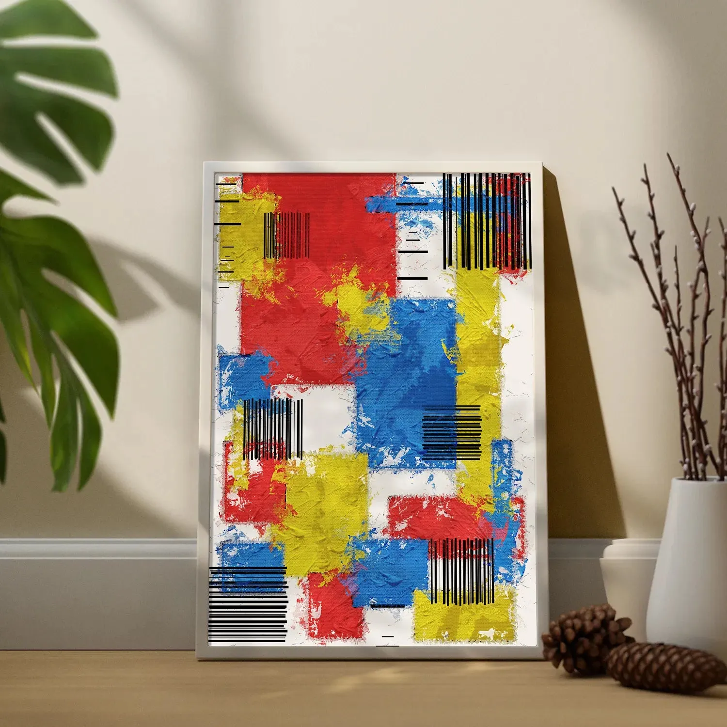 Brush Stroke Patterned Geometric Wall Art - III