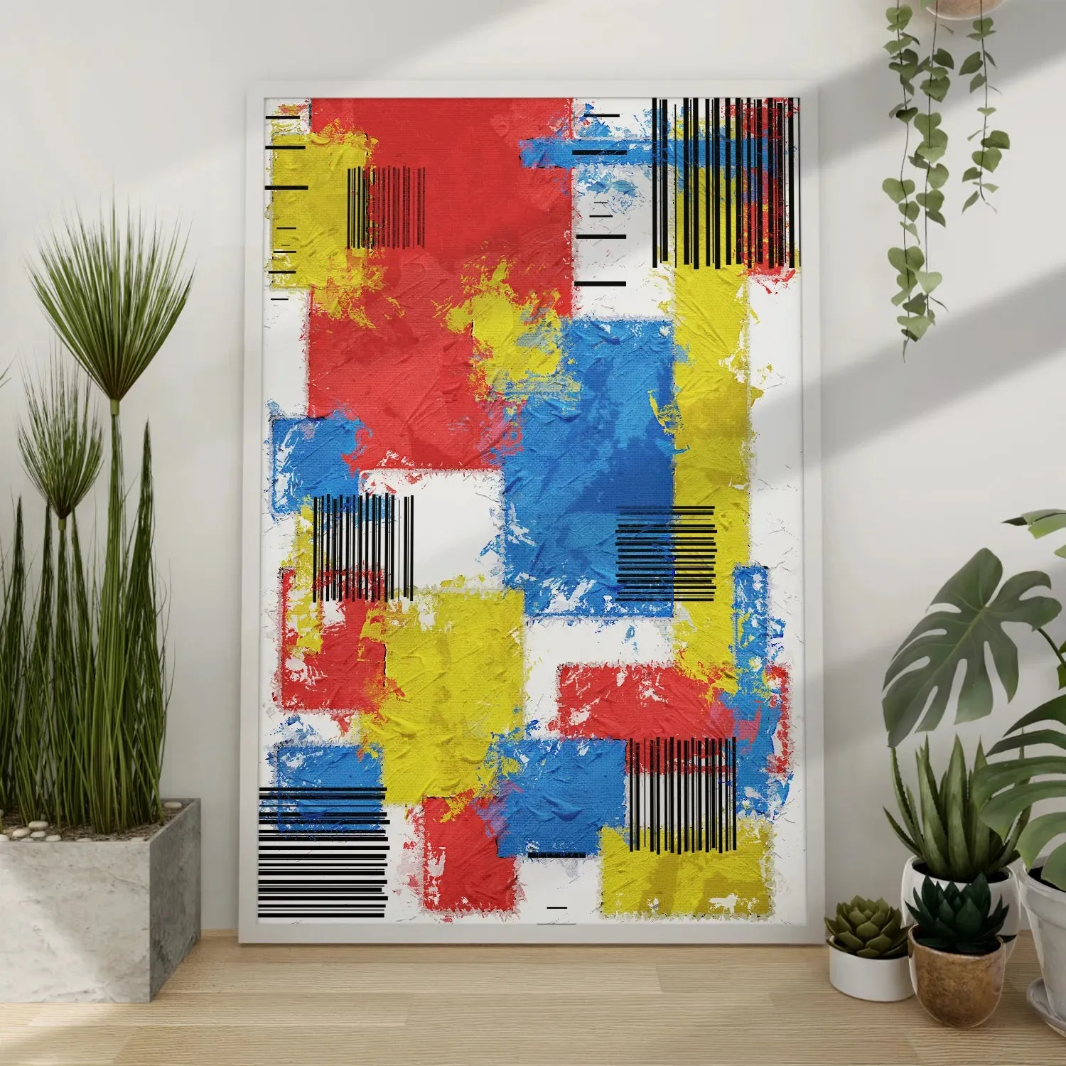 Brush Stroke Patterned Geometric Wall Art - III
