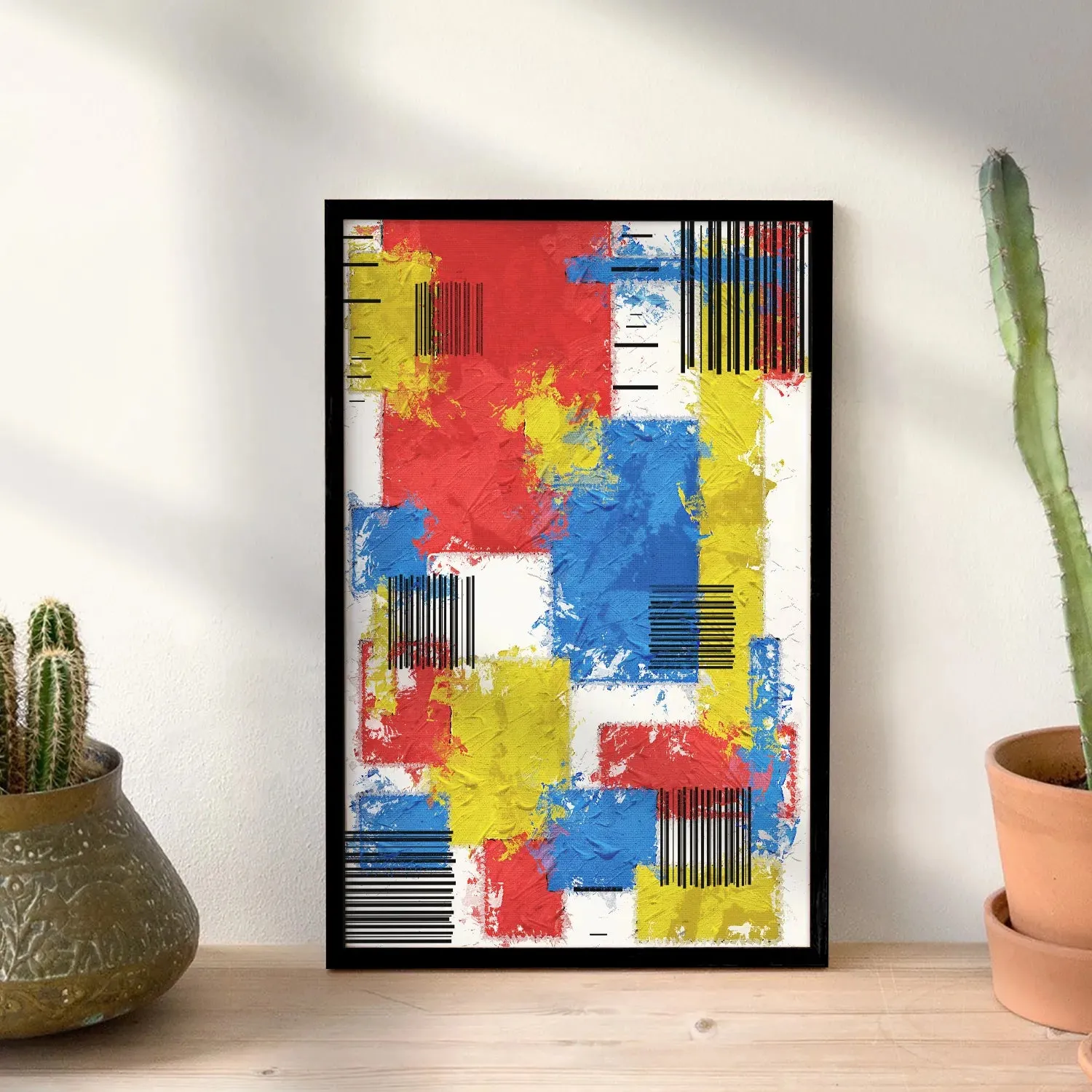 Brush Stroke Patterned Geometric Wall Art - III