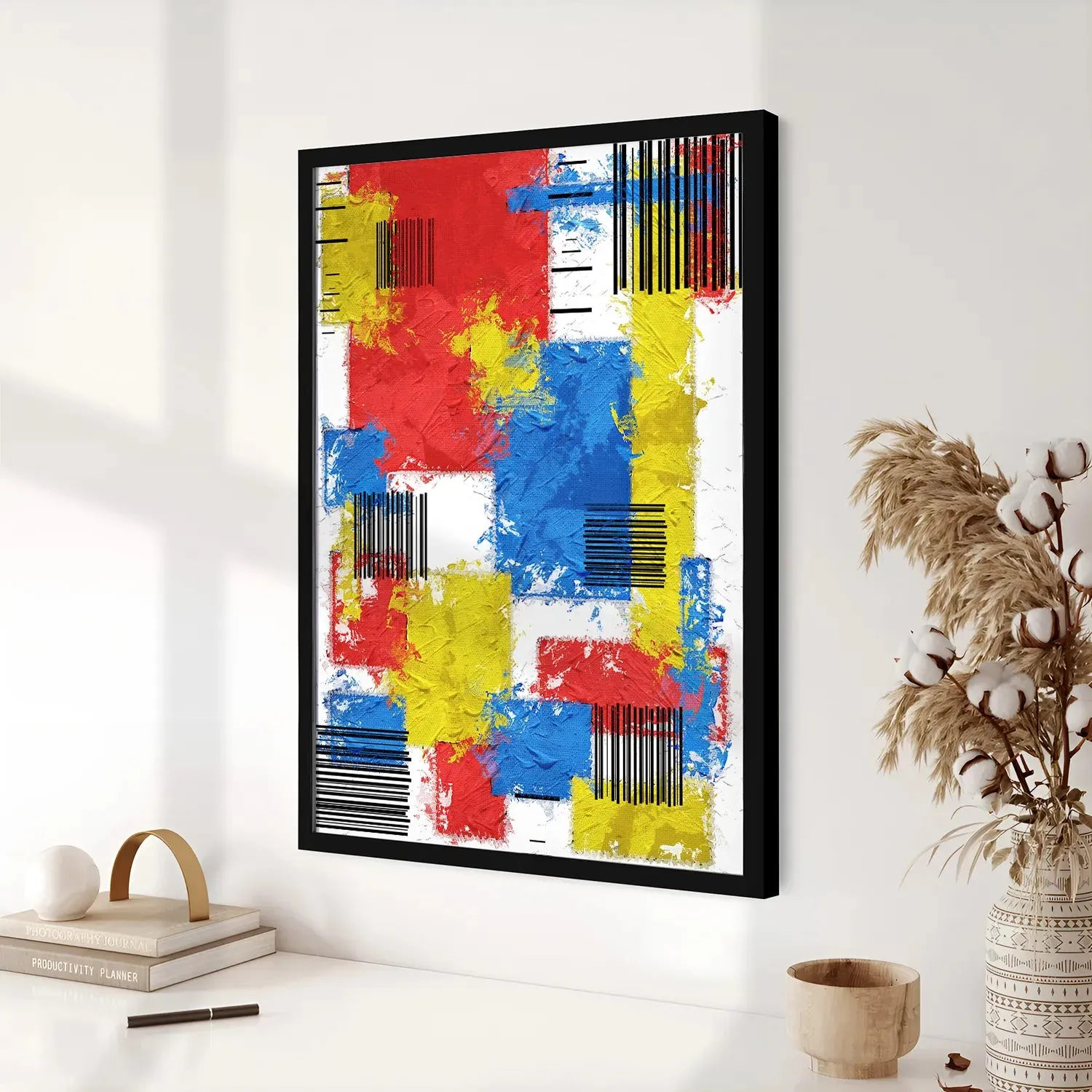 Brush Stroke Patterned Geometric Wall Art - III