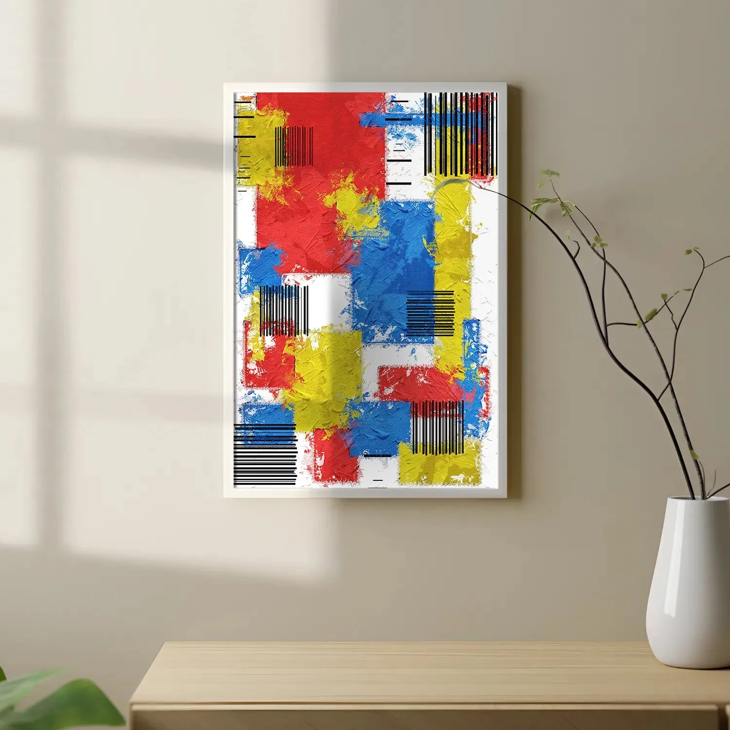 Brush Stroke Patterned Geometric Wall Art - III