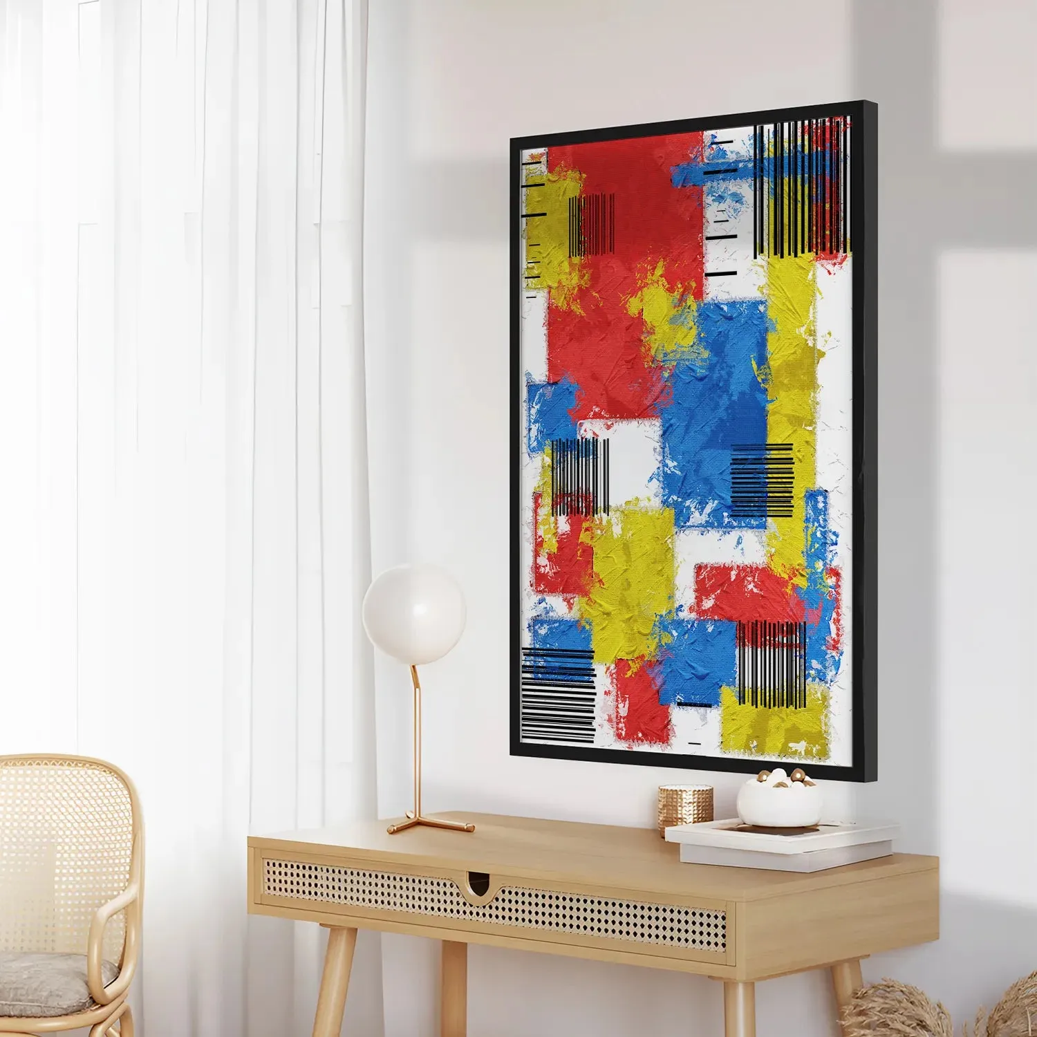 Brush Stroke Patterned Geometric Wall Art - III