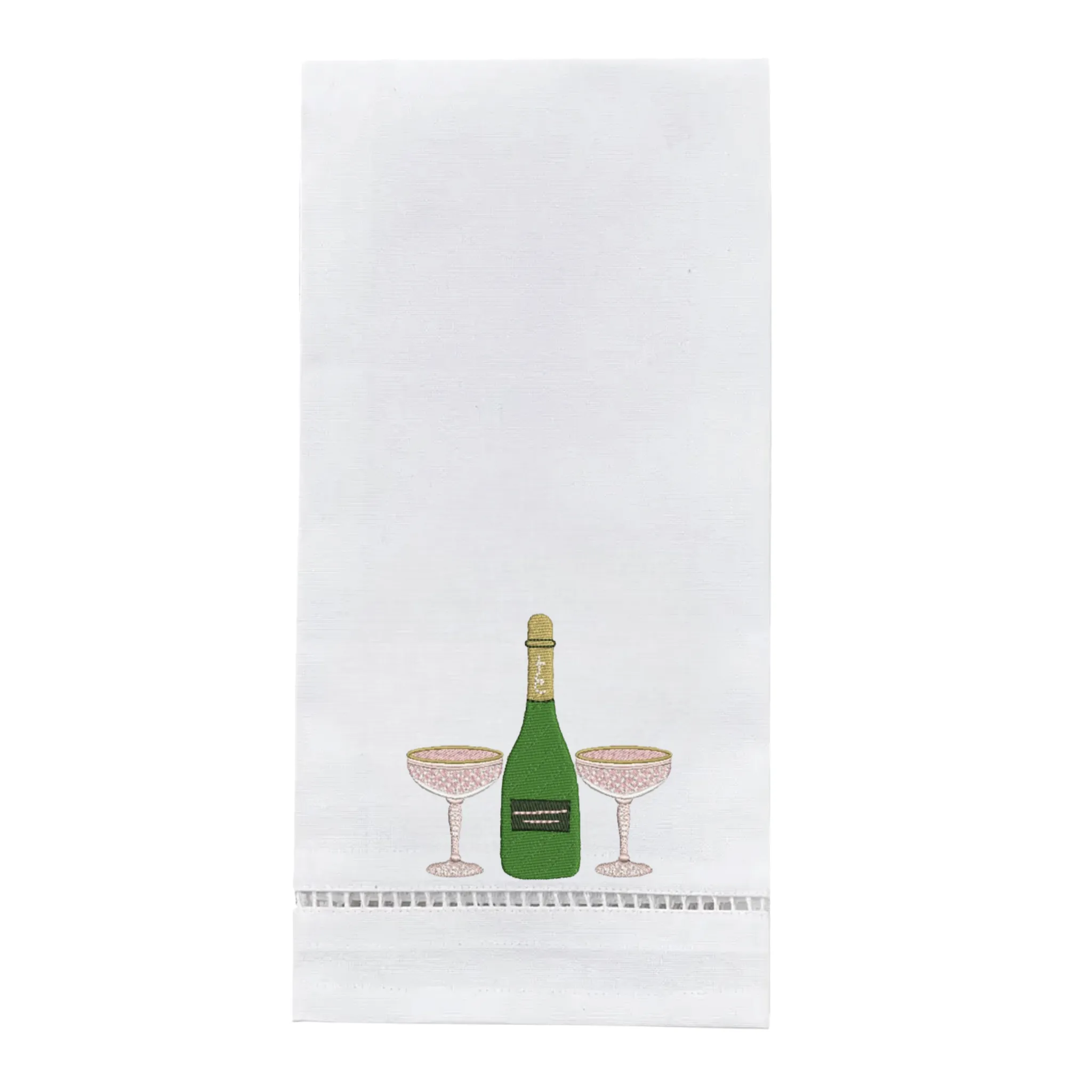 Champagne Embroidered Tea Towel