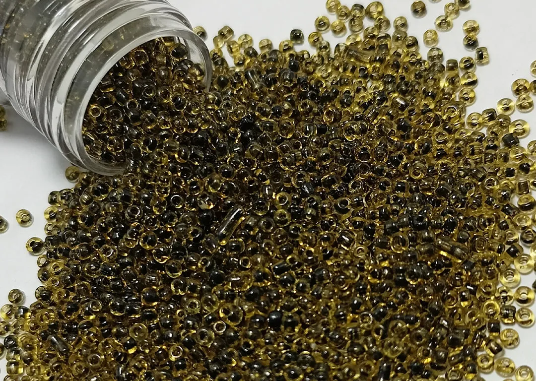 Dark Yellow Inside Dyed Round Rocailles Glass Seed Beads (Wholesale)