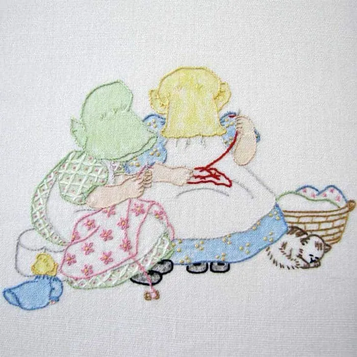 Embroidery Iron-On Transfers, Vintage-Styled Holly Hobbie Sunbonnet FRIENDS
