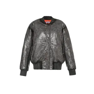 FAUX LEATHER CRACKED BOMBER - GREY