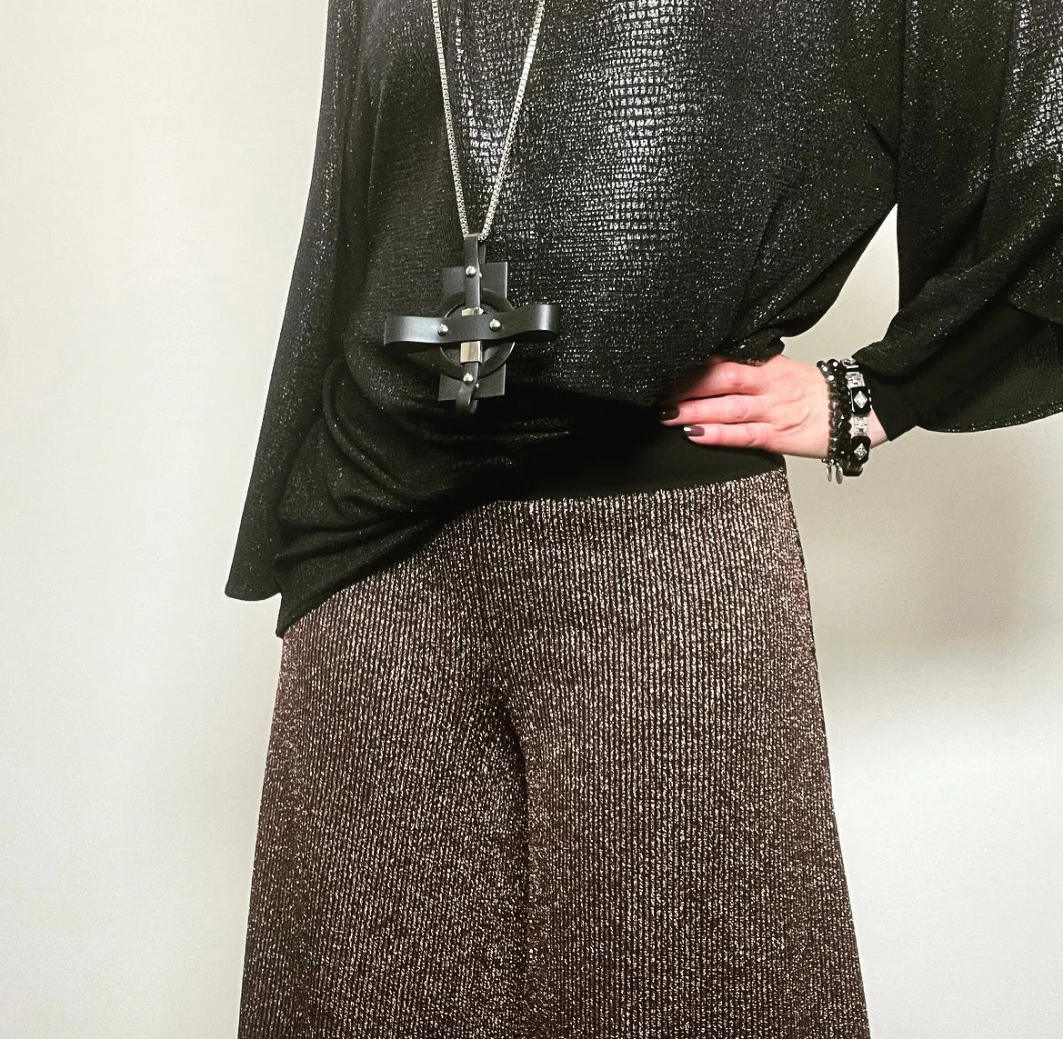 Flared Pant - Bronze Lurex Stripe