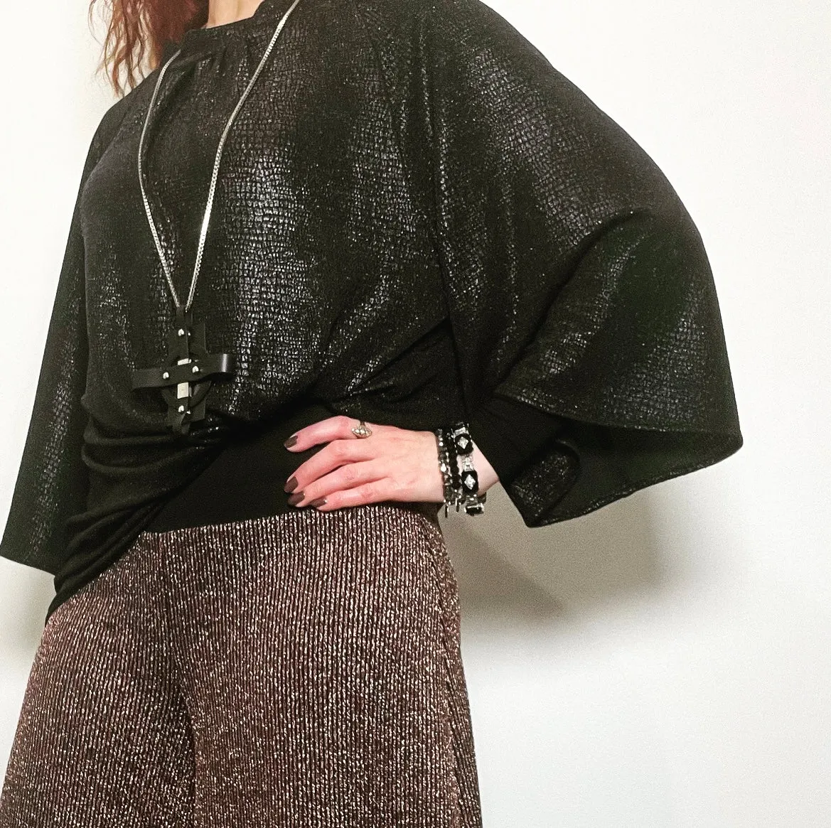 Flared Pant - Bronze Lurex Stripe