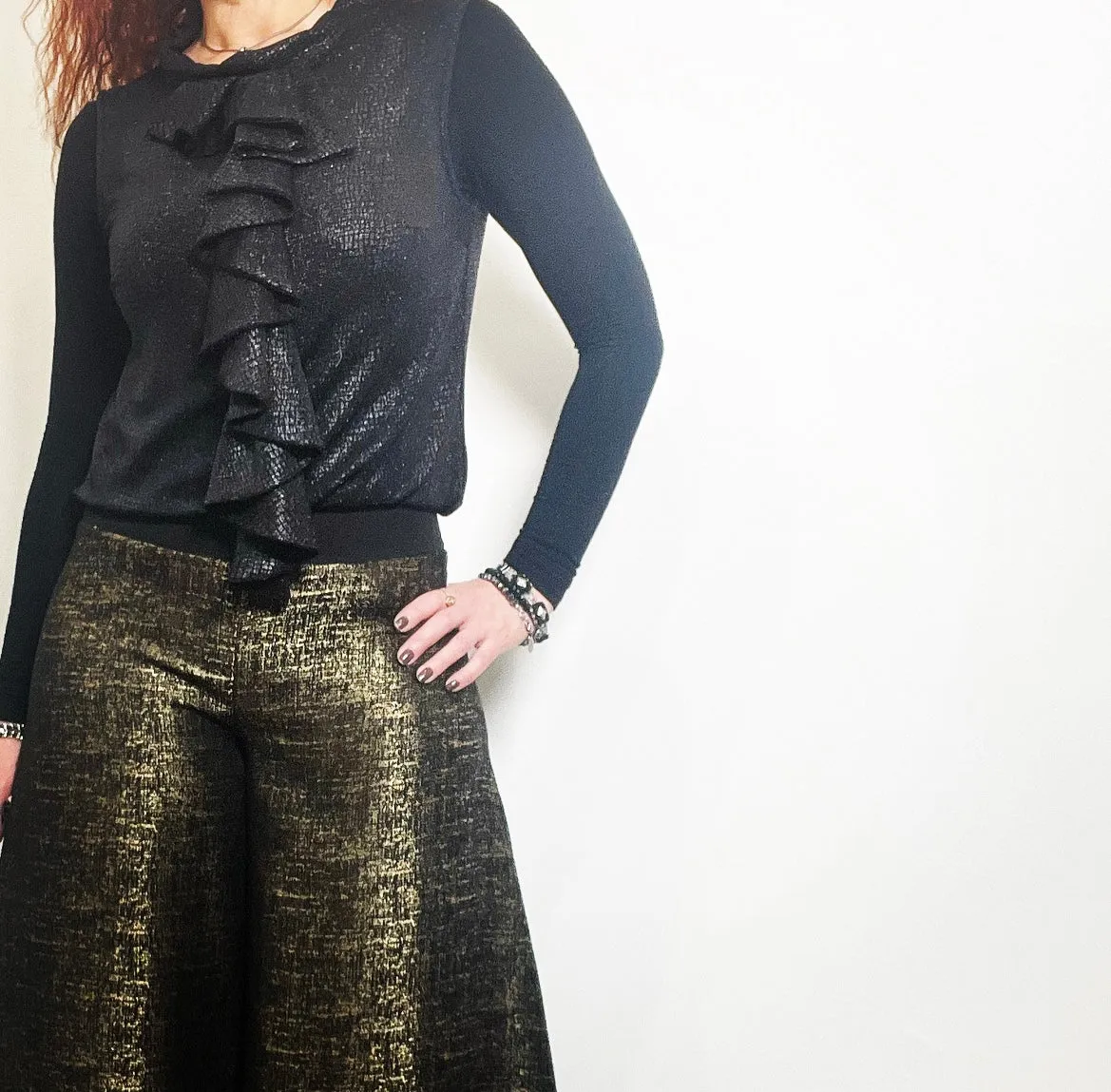 Flared Pant - Gold With Black Fleck