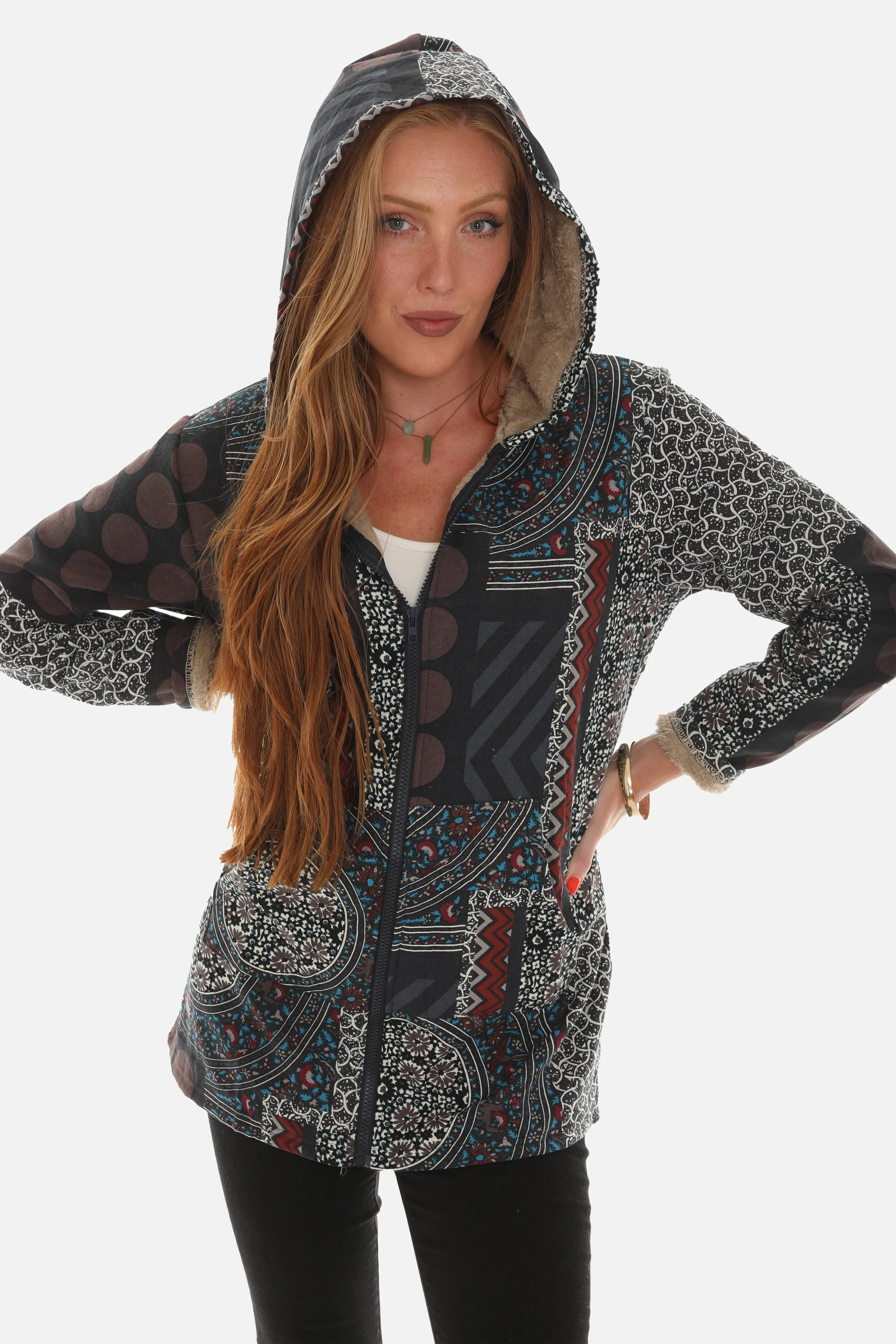 Floral print on Geometric Pattern Jacket