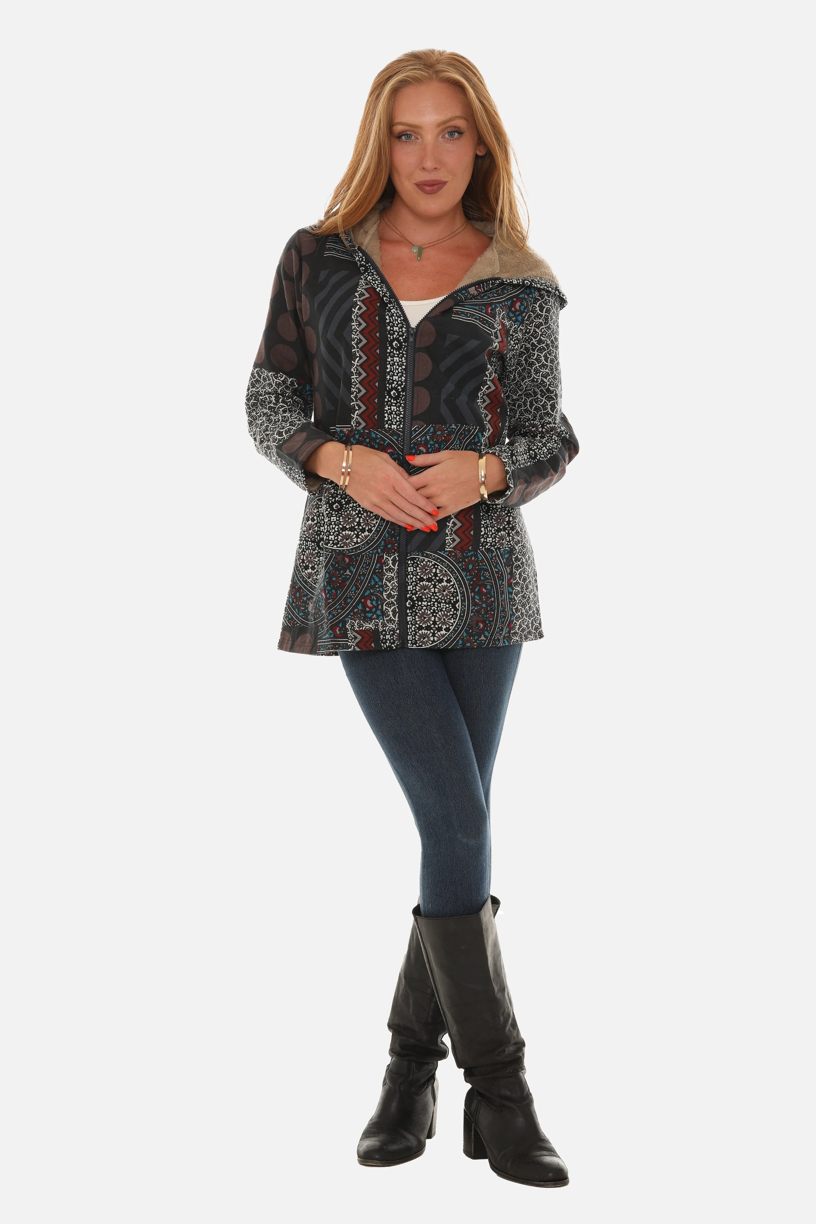 Floral print on Geometric Pattern Jacket