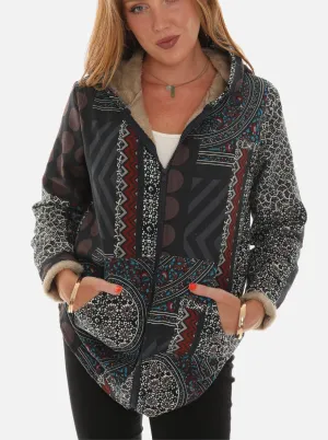Floral print on Geometric Pattern Jacket