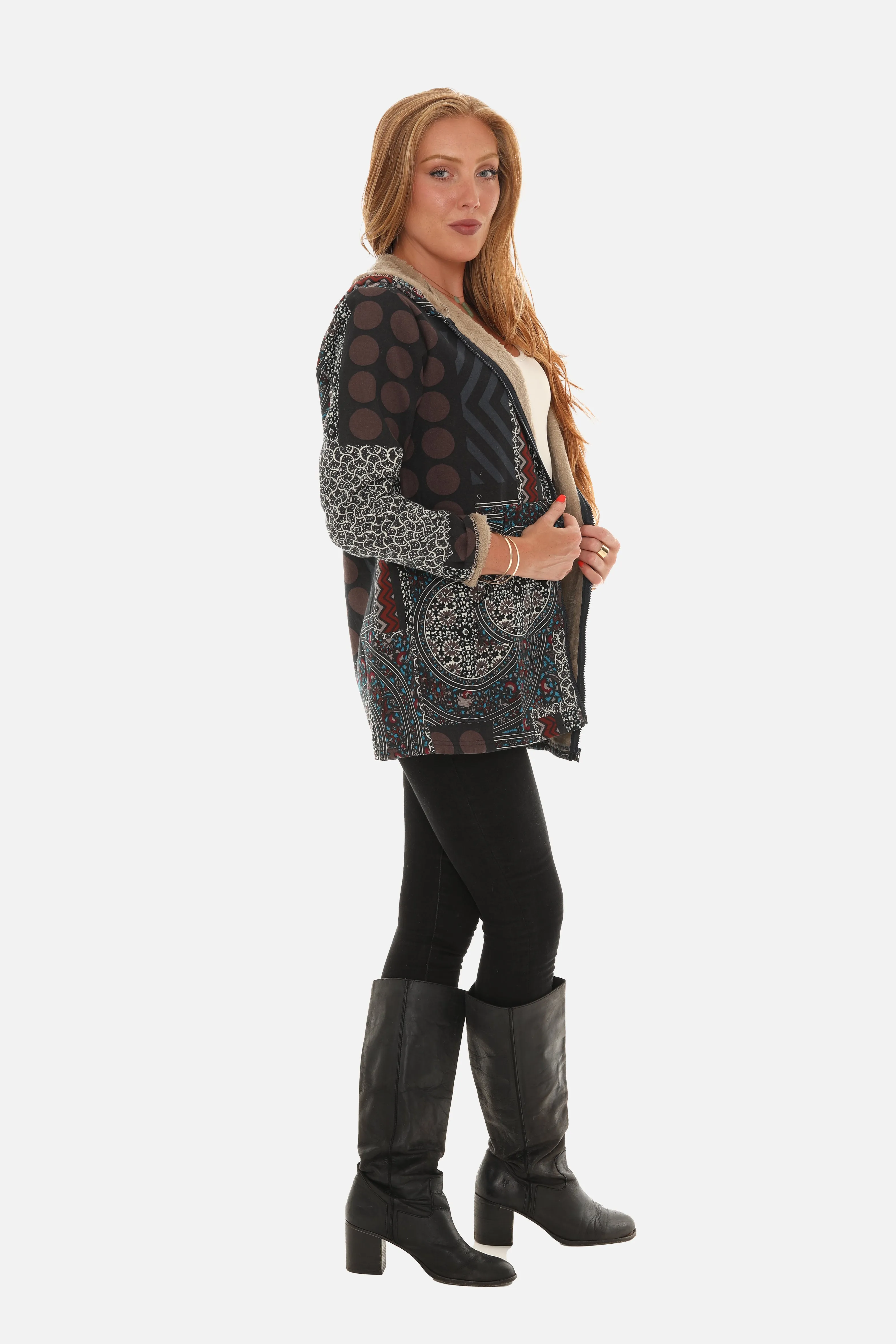 Floral print on Geometric Pattern Jacket