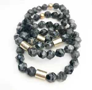 Golden Barrel Bracelets - Black Labradorite