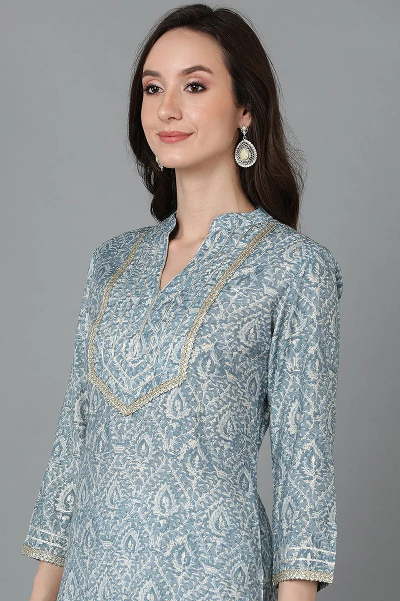 Grey Silk Blend Straight Kurtas