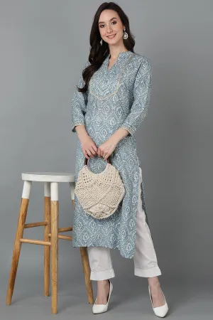 Grey Silk Blend Straight Kurtas