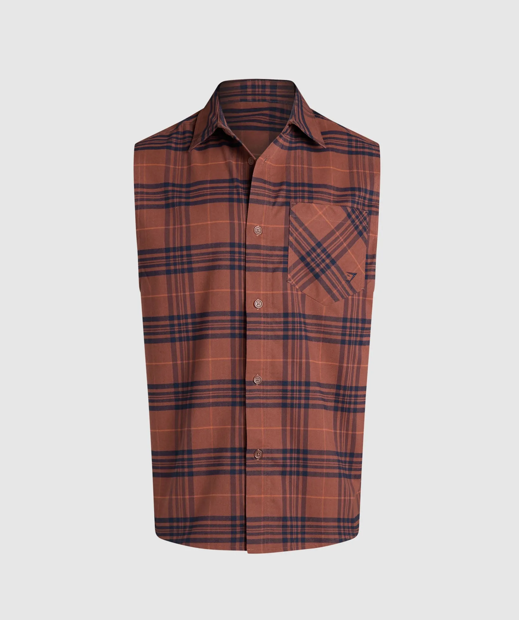 Gymshark Check Sleeveless Shirt - Canyon Brown