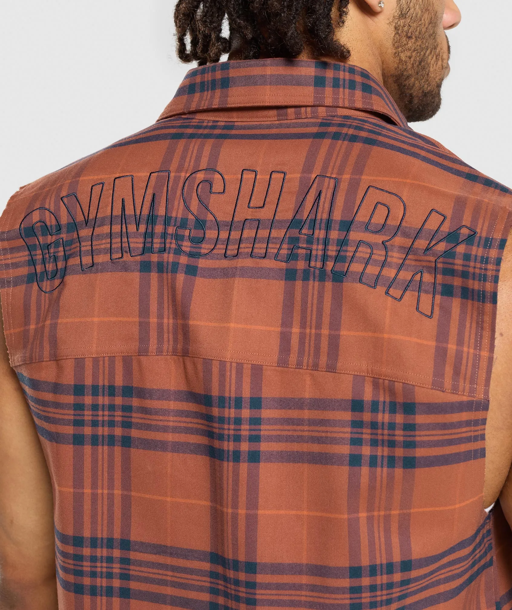 Gymshark Check Sleeveless Shirt - Canyon Brown