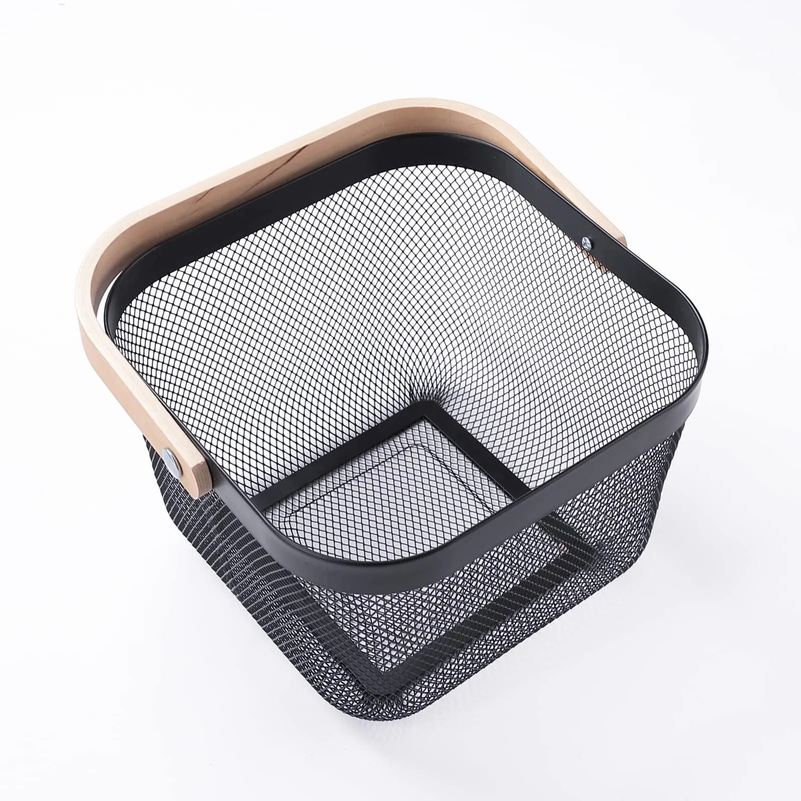 Kuber Industries Metal Wire Basket With Handle|Storage Basket Fot Fruits, Books|Mesh Open Storage Bin|Storage Organizer|Pack Of 2|White
