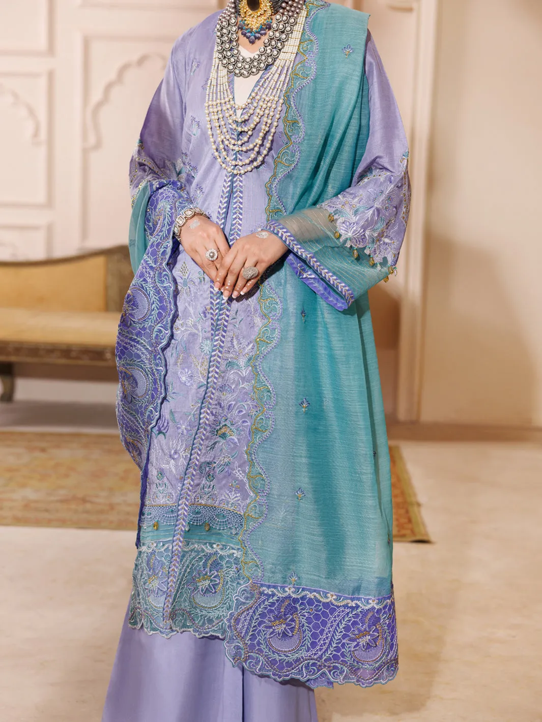 Light Purple Raw Silk 3 Piece Formal Unstitched - AL-3PS-LS-UN-454