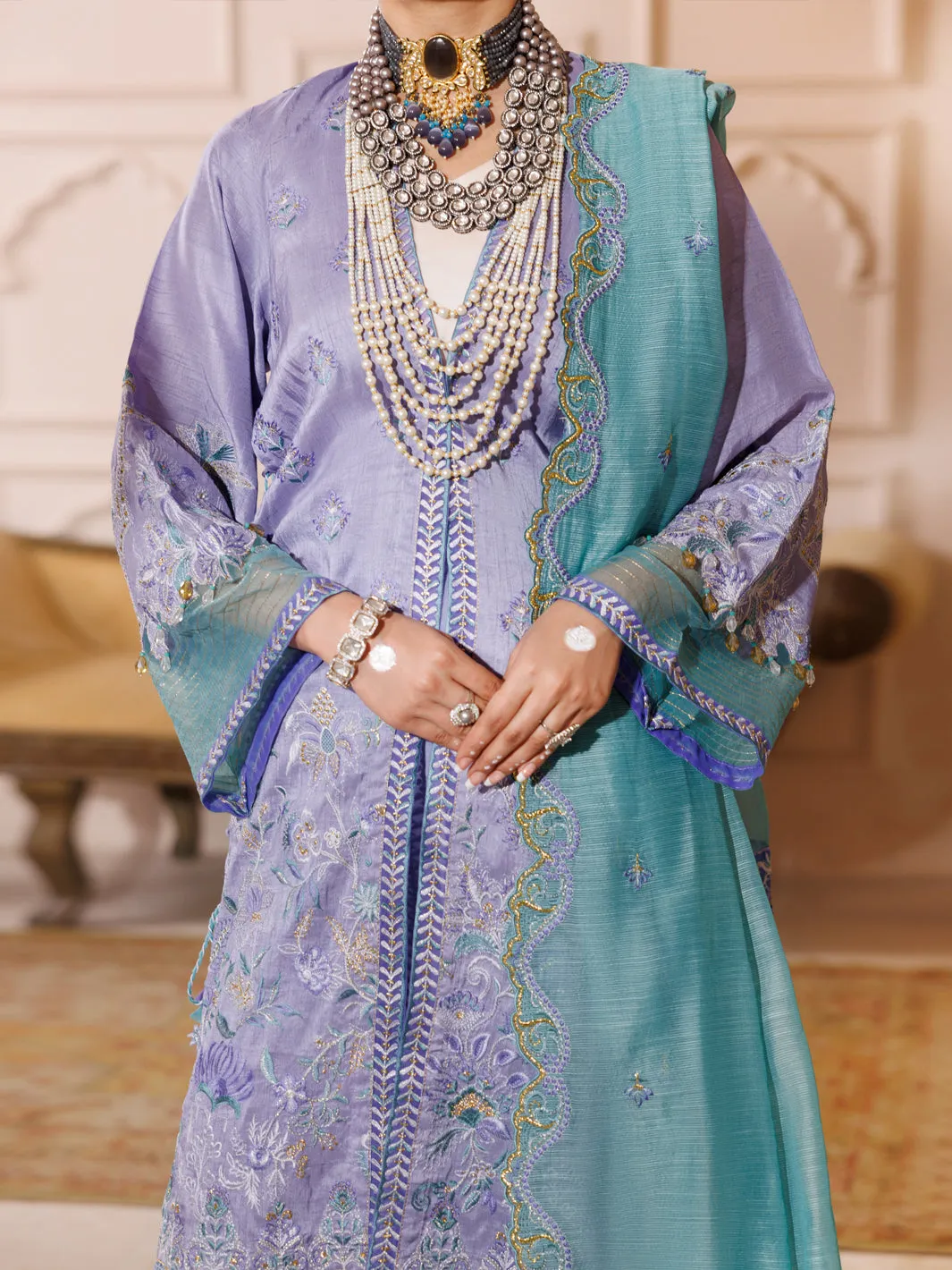 Light Purple Raw Silk 3 Piece Formal Unstitched - AL-3PS-LS-UN-454
