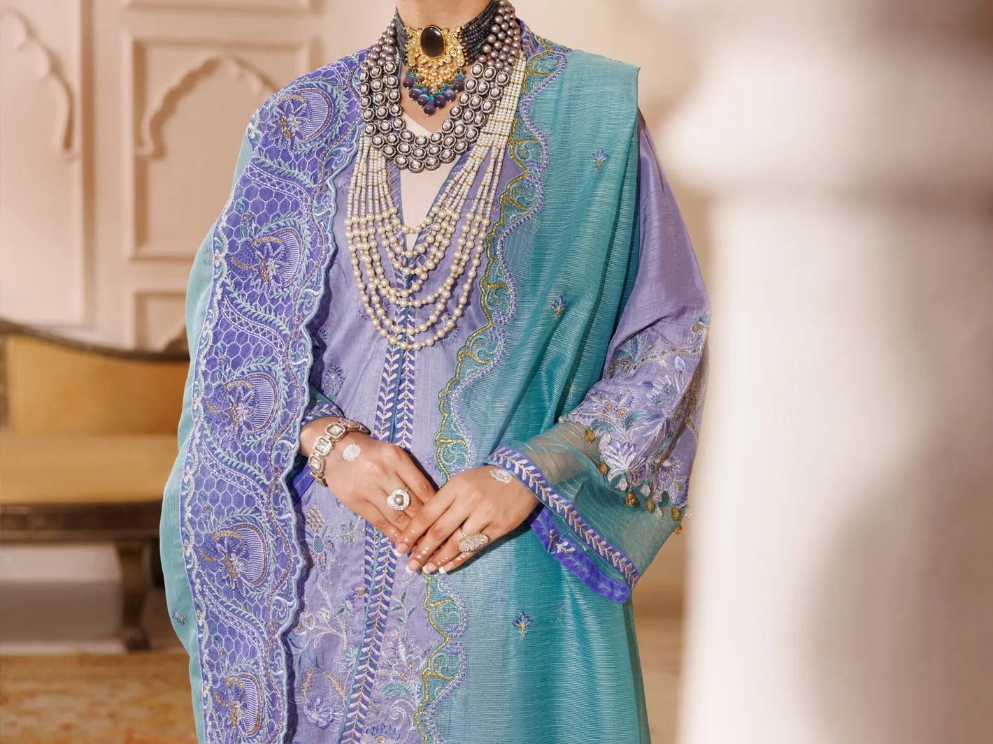 Light Purple Raw Silk 3 Piece Formal Unstitched - AL-3PS-LS-UN-454