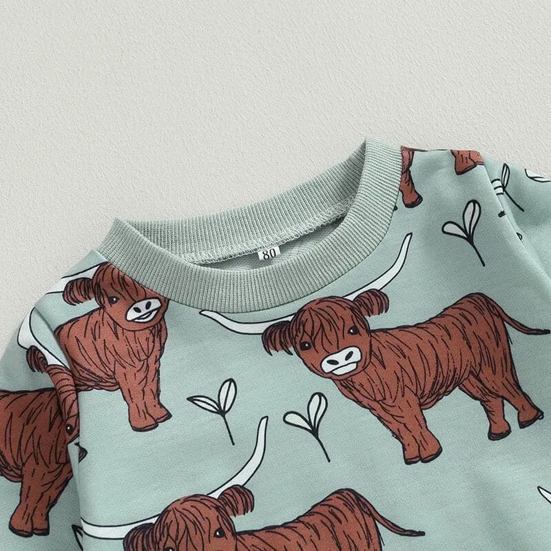 Long Sleeve Highland Cow Baby Set