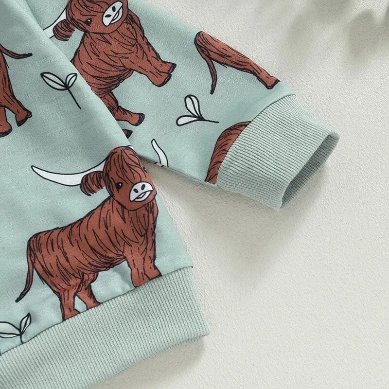 Long Sleeve Highland Cow Baby Set