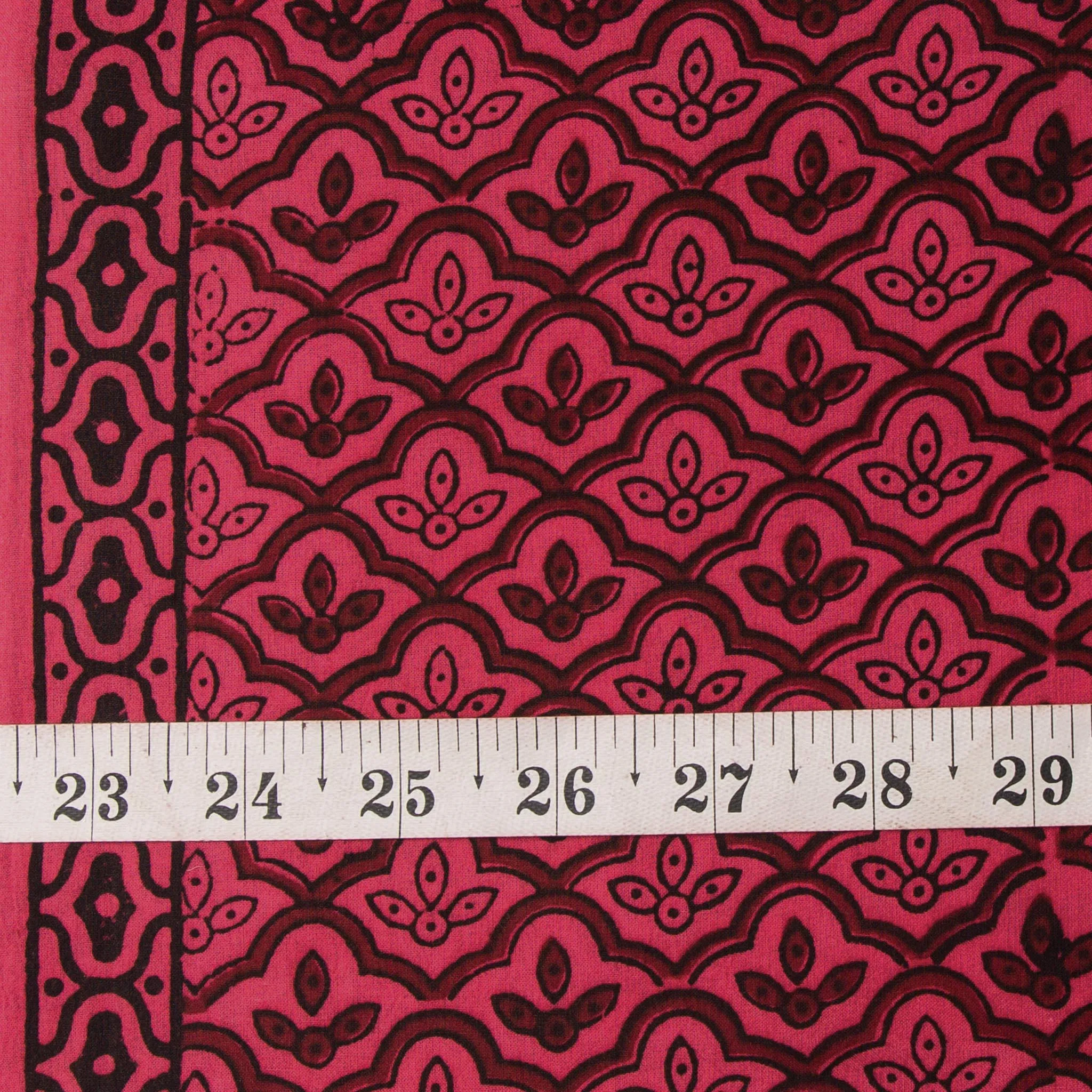 Maroon & Pink Bagh Hand Block Printed Cotton Fabric
