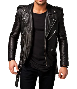 Men Lambskin Motorcycle Leather Jacket | Men Motorcycle Leather Jacket