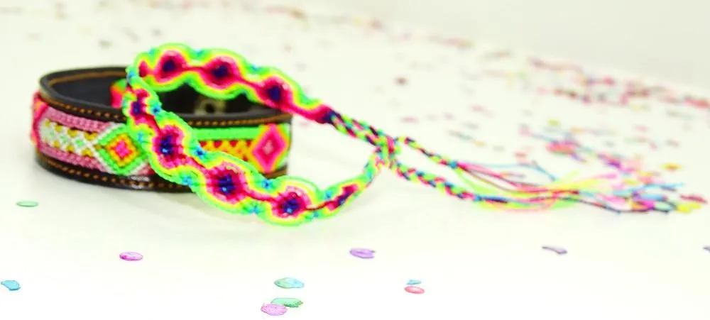 Mexican Friendship Bracelet Set in Pink & Green