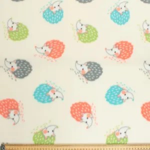 Multi Colour Hedgehogs on Cream Printed Polar Fleece Design-A41