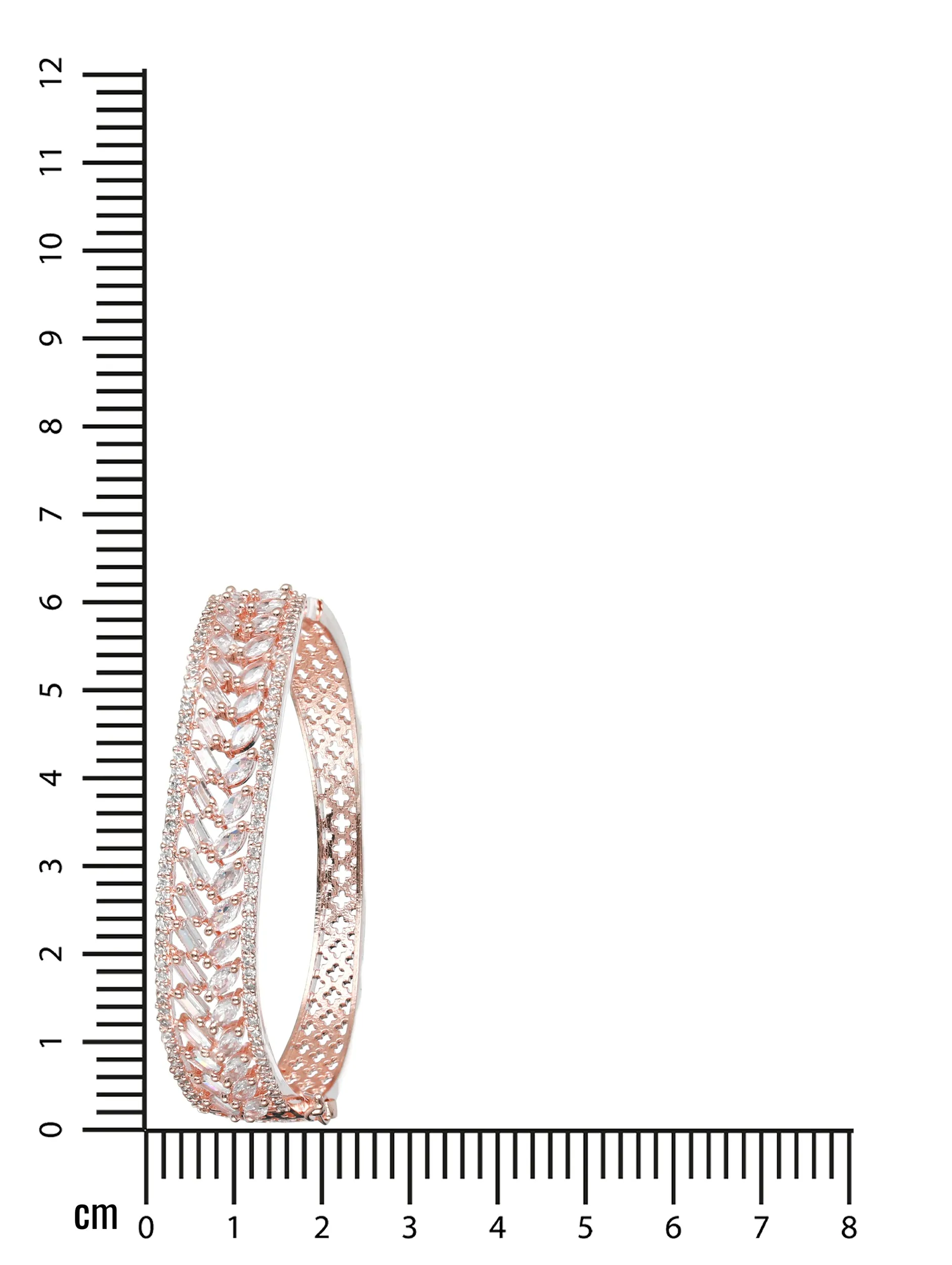 Rose Gold-Plated American Diamond Studded Handcrafted Bangle-Style Bracelet