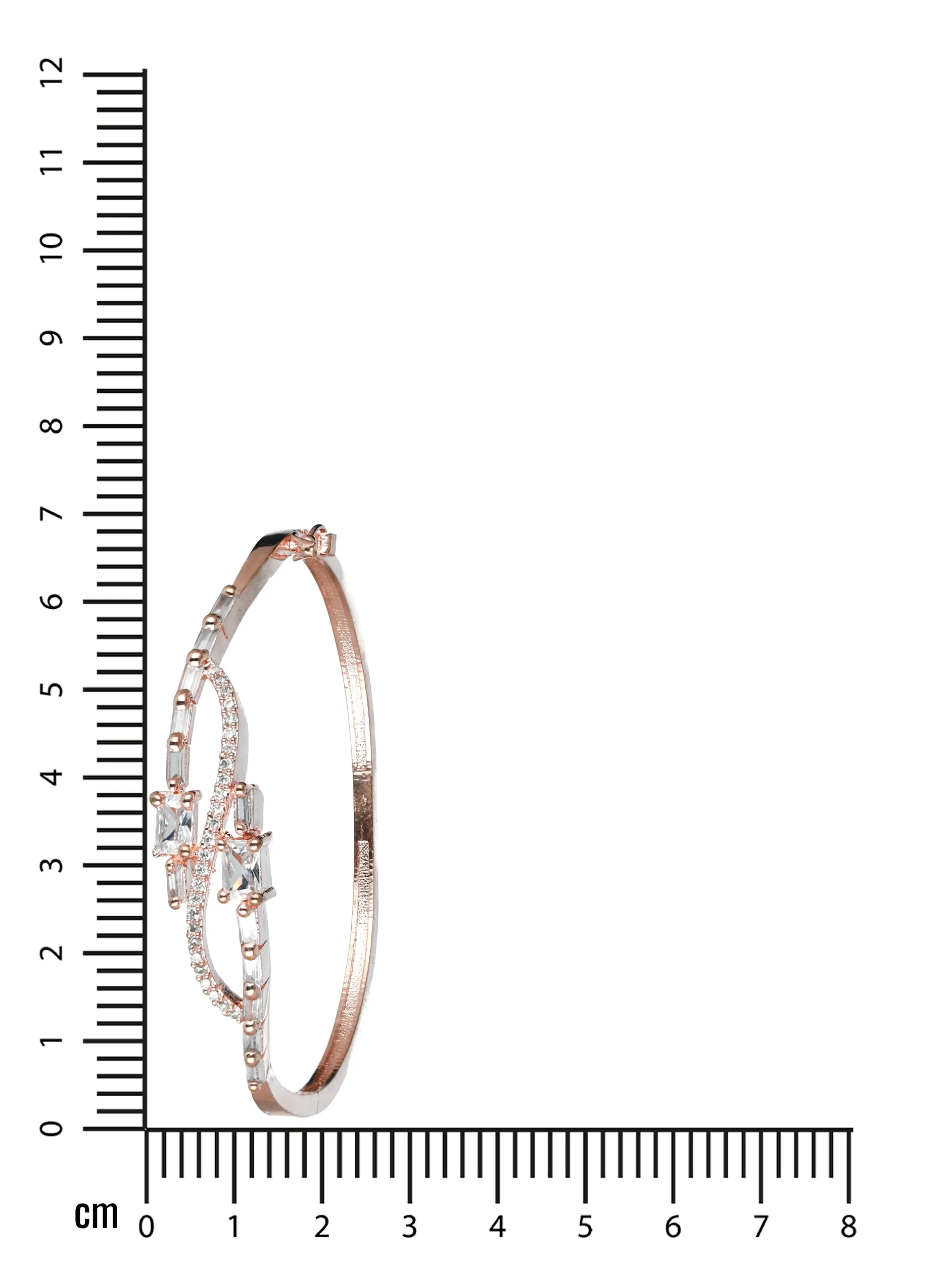 Rose Gold Plated White Square American Diamond Studded Handcrafted Bangle-Style Bracelet