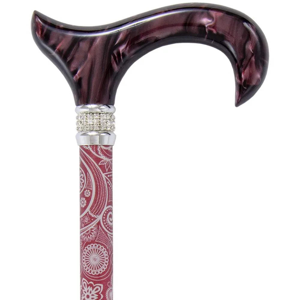 Scratch & Dent Scarlet Pearlz w/ Rhinestone Collar and Scarlet Swirl Designer Adjustable Cane  V1936