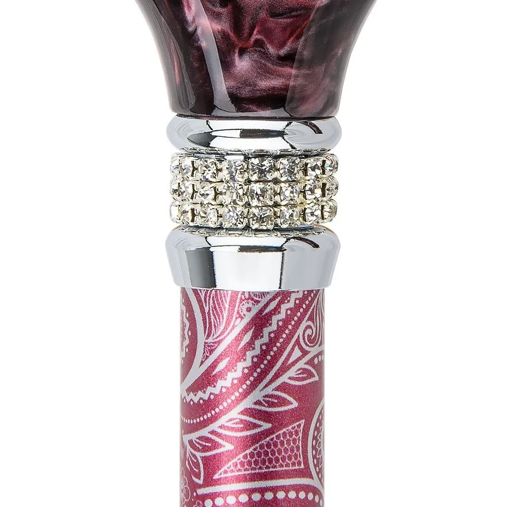 Scratch & Dent Scarlet Pearlz w/ Rhinestone Collar and Scarlet Swirl Designer Adjustable Cane  V1936