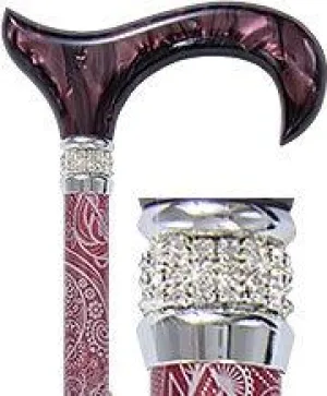 Scratch & Dent Scarlet Pearlz w/ Rhinestone Collar and Scarlet Swirl Designer Adjustable Cane  V1936